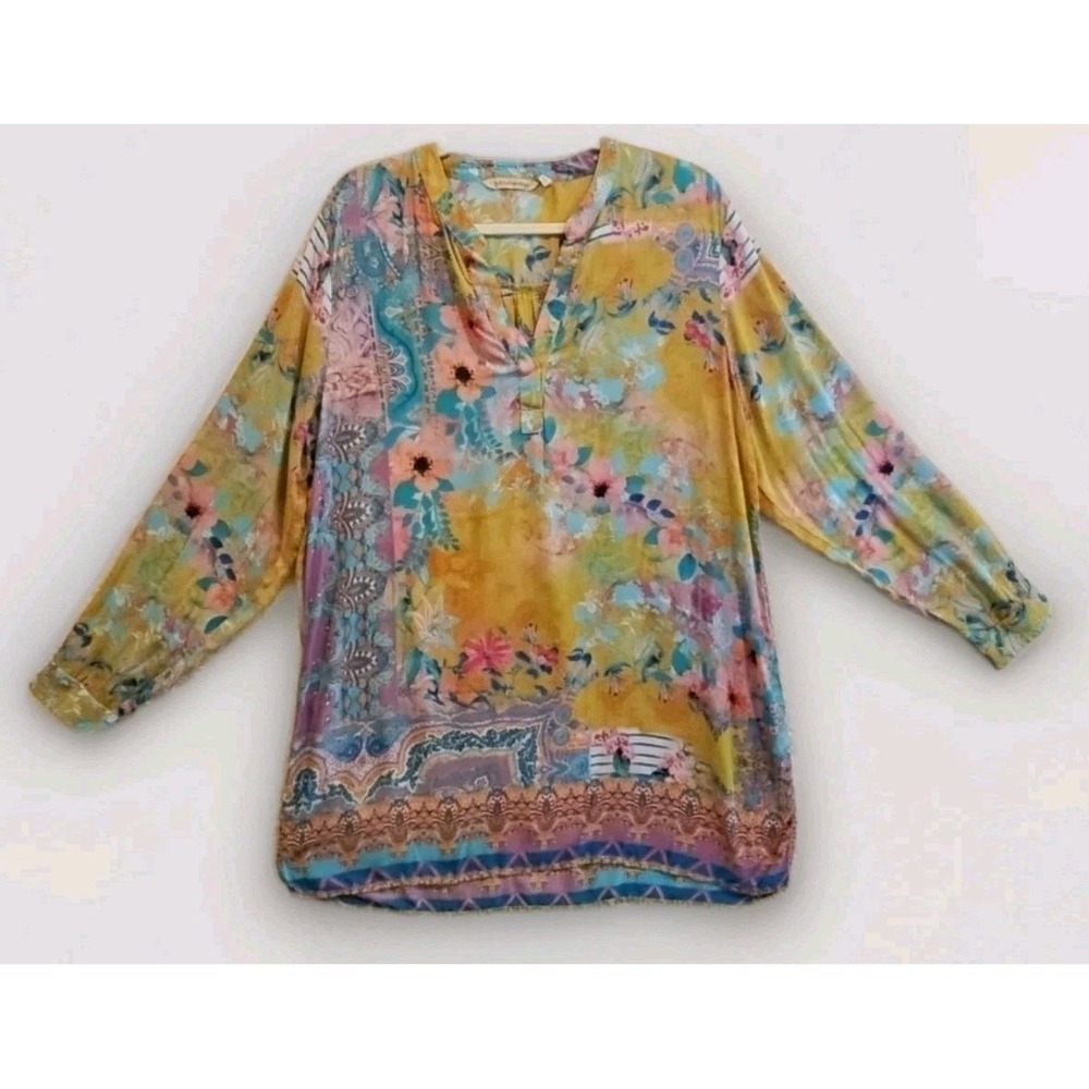 Soft Surroundings Colorful Boho Modal Tunic Lagen Abstract Floral Print #682 - Picture 7 of 12